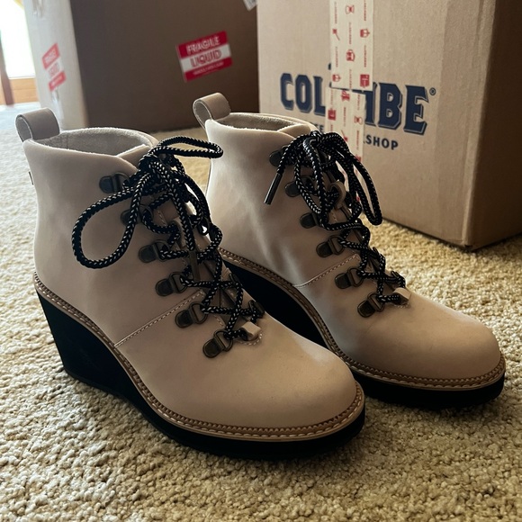 Toms Melrose Beige lace up wedge booties - Picture 2 of 11